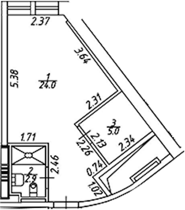 Квартира студия 25.87 м², 5/15 эт., Апарт-отель «Апарт-отель 25-7 Заневский»